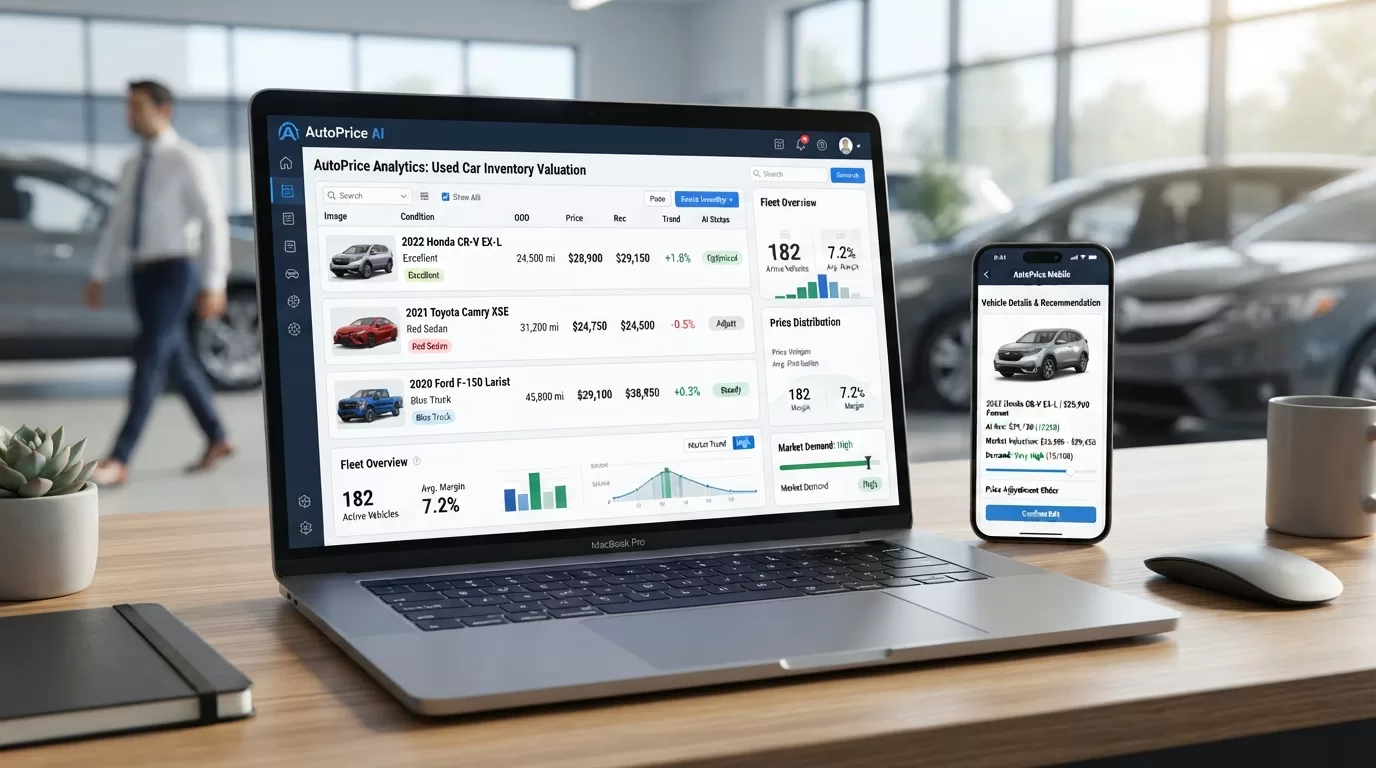 中古車値付けツールを活用して業務効率化を図るイメージ